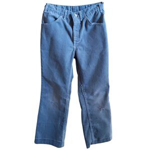 Vintage Boys Jeans 14 24x24 1970's Flare Distress Talon 42 zip Gray Cotton Hippy